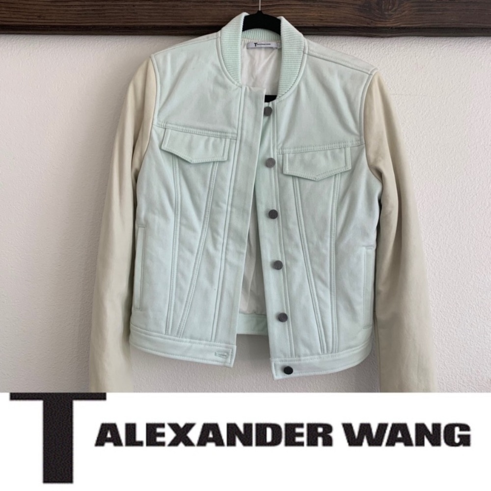 NWOT Alexander T leather cotton bomber